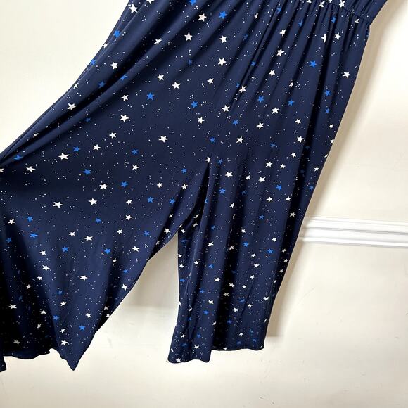 Leota Jumpsuit Size L Stars Novelty All Over Print Stretch Knit Graphic USA - Picture 5 of 7